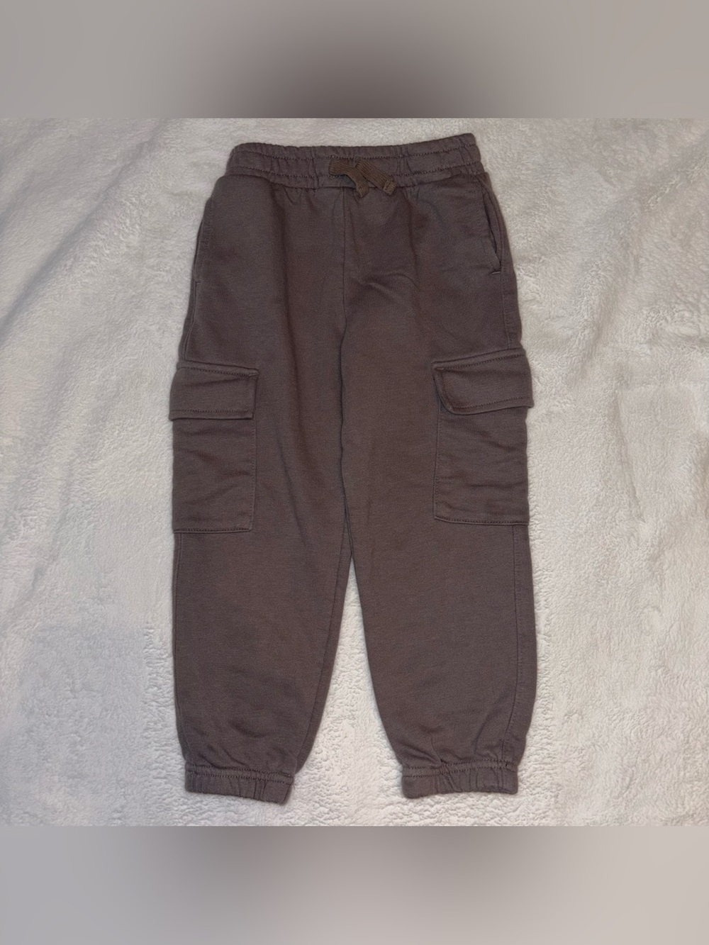 Kids Brown Cargo Joggers with Elastic Waist